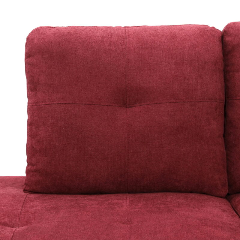 Hommoo Modern Flannel Living Room Furniture Sets Sectional Couches and Sofas, L-Shaped Sectional Couch Sofa, Red(No Ottoman) - Image 2