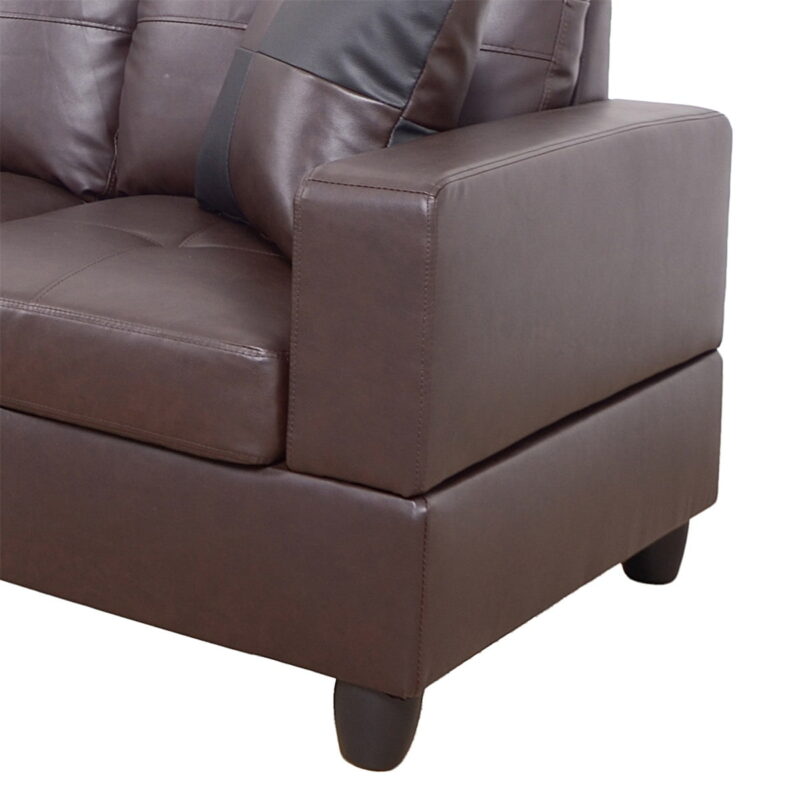 Hommoo Faux Leather Sectional Sofa, 4 Seat Living Room Furniture Sets, Modern L-Shaped Couches and Sofas Set for Home, Brown(No Ottomans) - Image 7