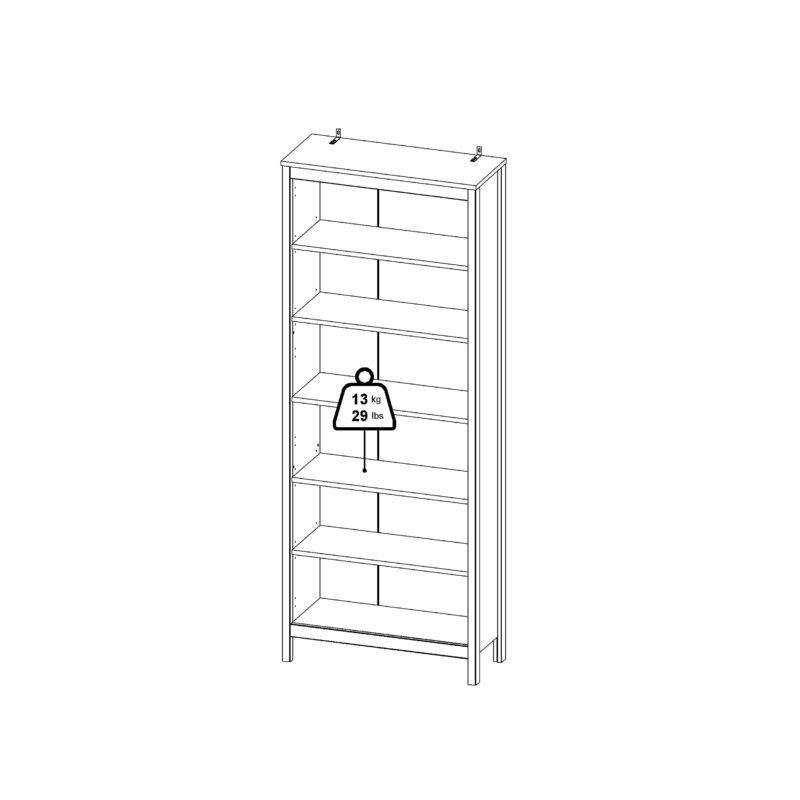 Tvilum Madrid Adjustable 6 Shelf Bookcase, Open Storage Home Office Bookshelf for Adults, White - Image 3