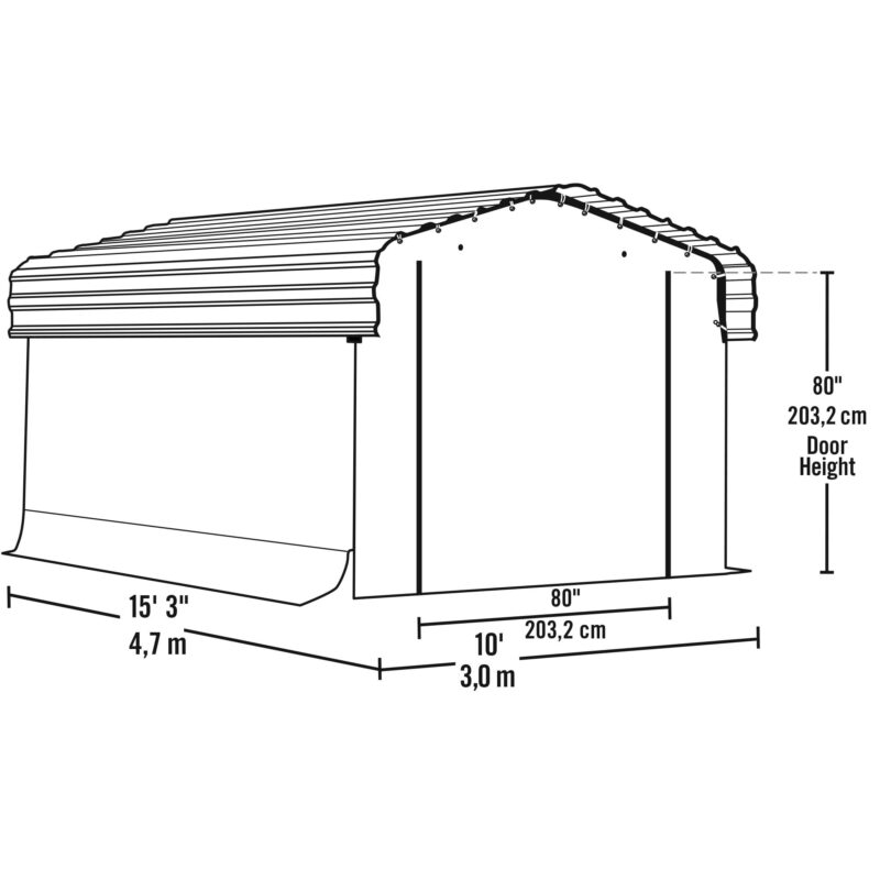Arrow Carports Enclosure Kit for Galvanized Steel Carport, Fabric Carport Wall Panels, 10' x 15' x 7' - Image 6