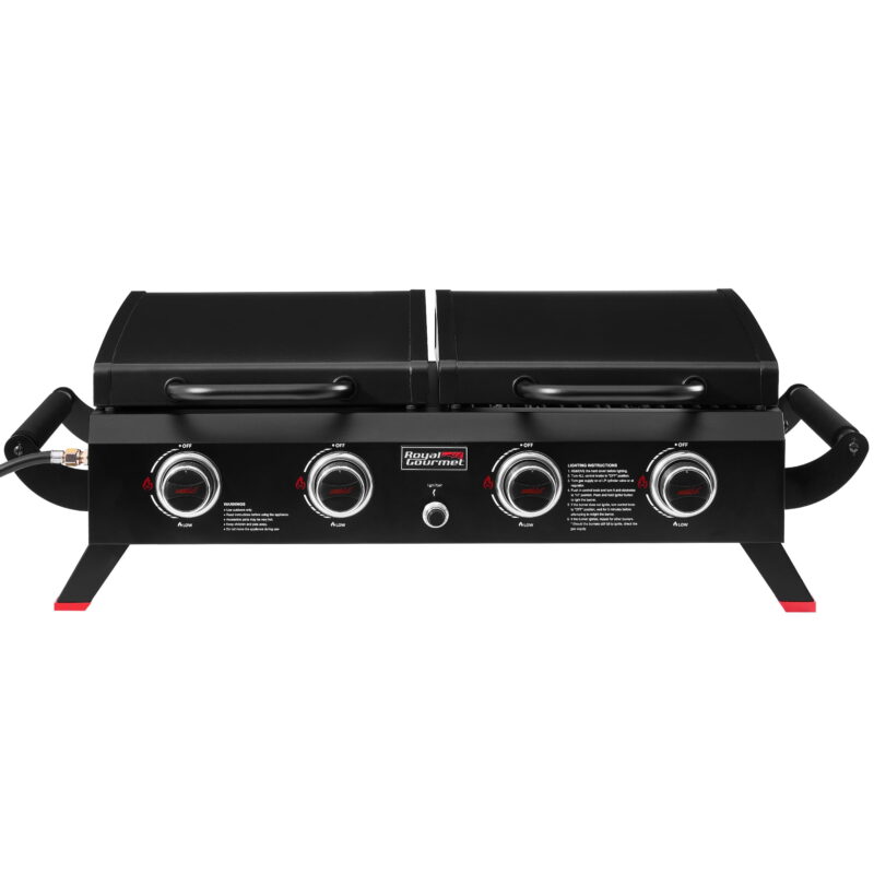 Royal Gourmet GD4002TP Portable Tabletop Grill & Griddle Combo with Hood,4-Burner Portable Gas Grill for Backyard, Camping, Black - Image 2