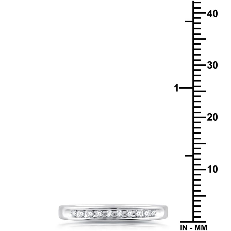 Forever Bride Women's 1/10 CTTW Round Diamond Channel-Set Stackable Wedding Band in Sterling Silver - Image 2