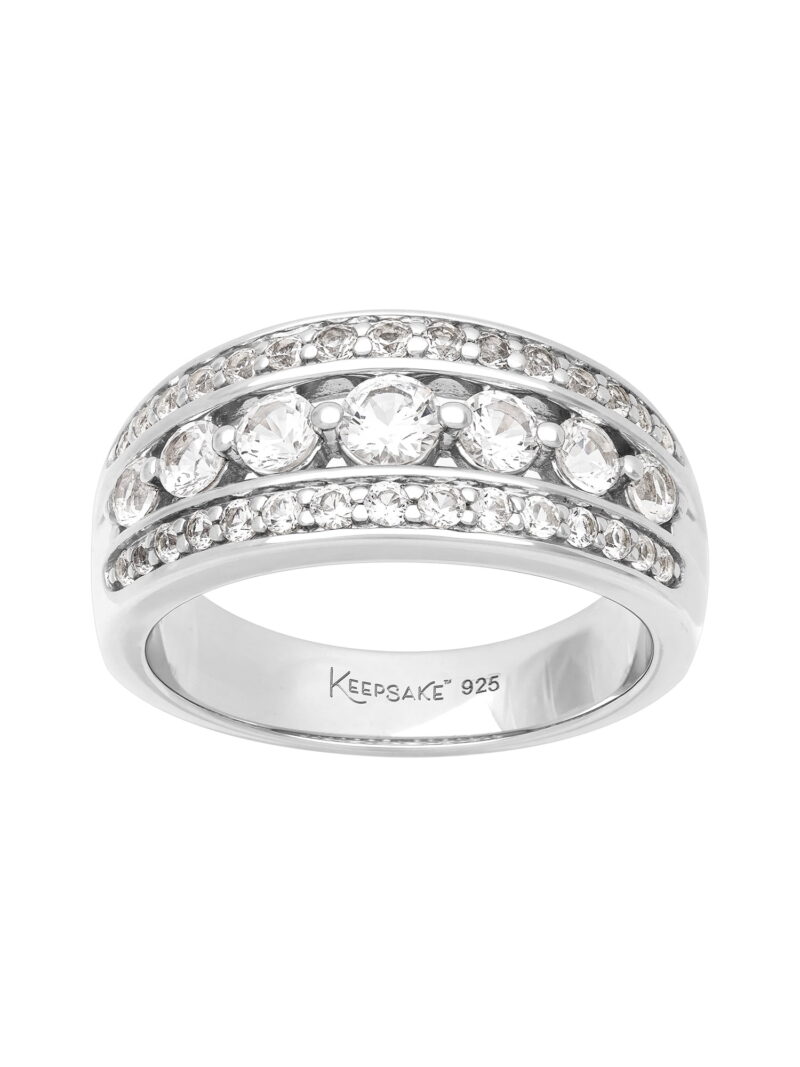 1 1/2 Carat TGW Created White Sapphire Women's "Opulent Gem" Anniversary Band in Sterling Silver - Image 2