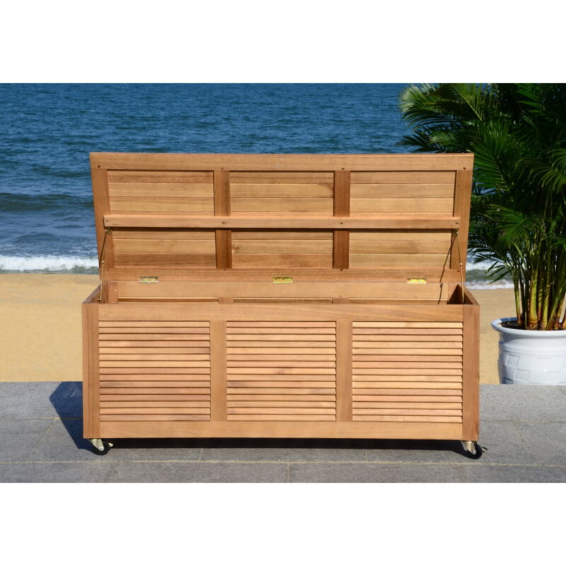 Safavieh Safavieh Outdoor Durable Eucalyptus Frame Wooden Deck Box, Natural - Image 5