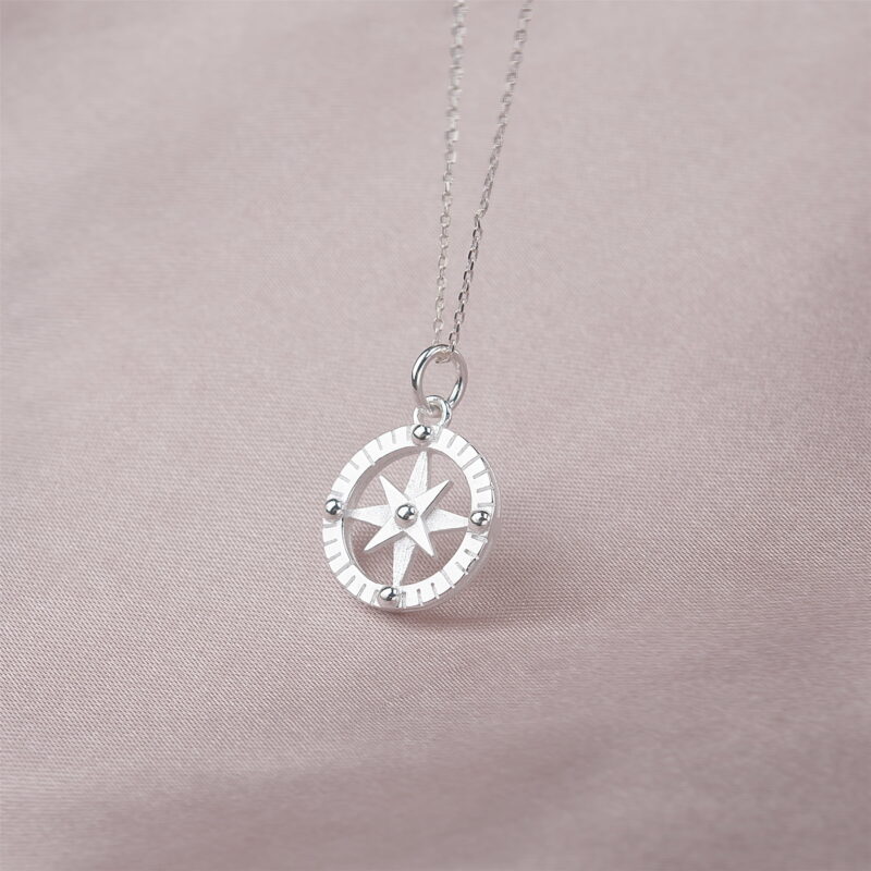 Anavia Anniversary Gift for Girlfriend / Wife, Sterling Silver Compass Necklace Gift Card, I'd Be Lost Without You Jewelry for Her - Image 2