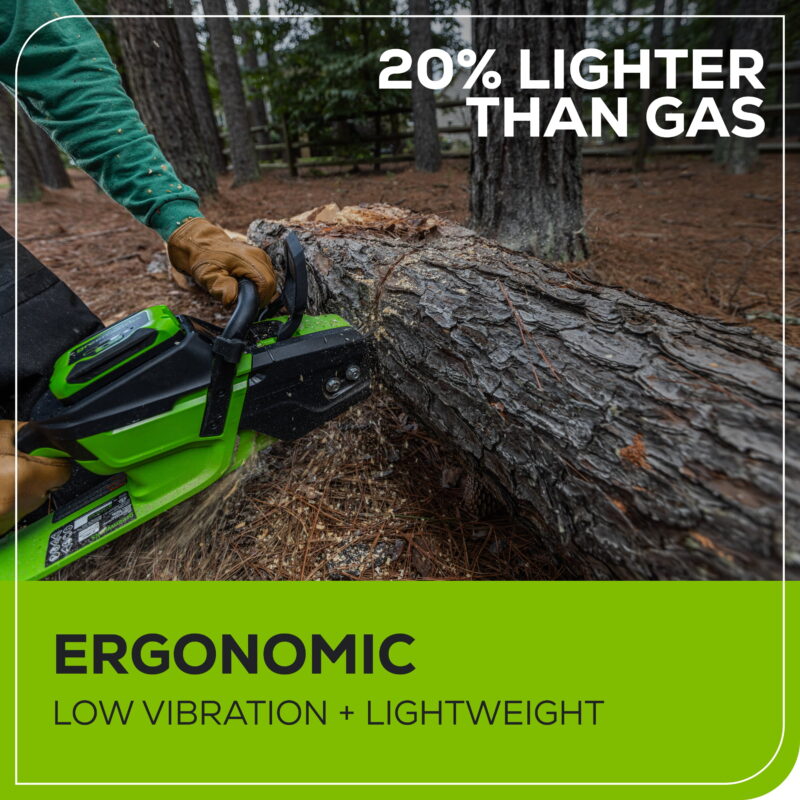 Greenworks 60V 16" 1.5kW Brushless Chainsaw with 2.5 Ah Battery & 3 Amp Charger 2028602 - Image 6