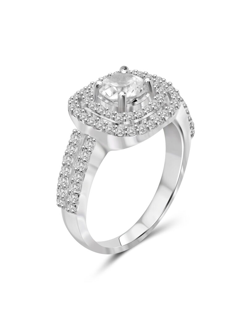 Diamonice 0.925 Sterling Silver 3.00 Carat White Cubic Zirconia Ring for Women | Cubic Zirconias for Everyday Womens Wear - Image 4