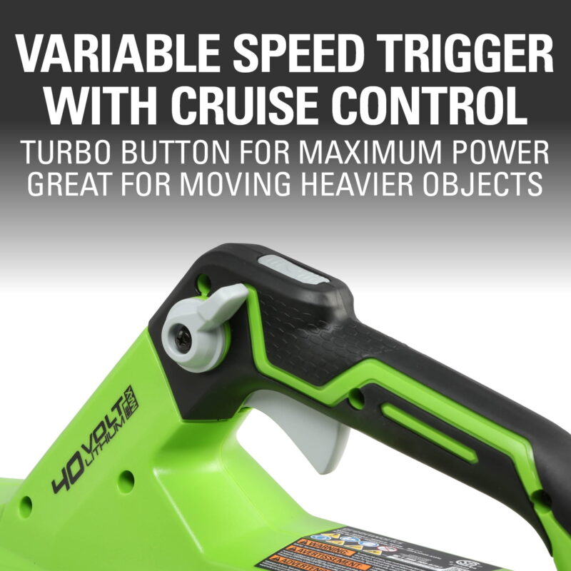 Greenworks 40V 120 Mph at 450 Cfm Axial Blower with 2.5Ah Battery & Charger 2411902 - Image 6
