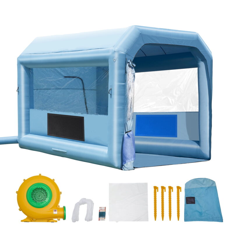 KFFKFF Portable Spray Shelter, 13.1x9.8x9 ft, Includes 750W Blower & Filtration System, Ideal for Motorcycles, Bicycles & Vehicle Parts - Image 6