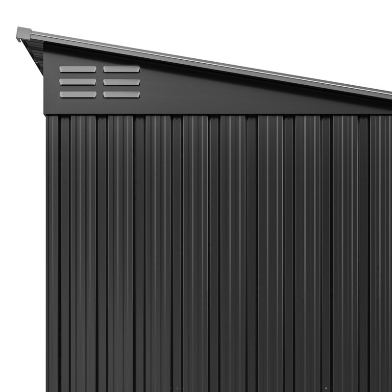 Uforic Oversized Steel Storage Shed with Ventilation, Lockable Doors, and Sloped Roof for Outdoor, Dark Gray - Image 7