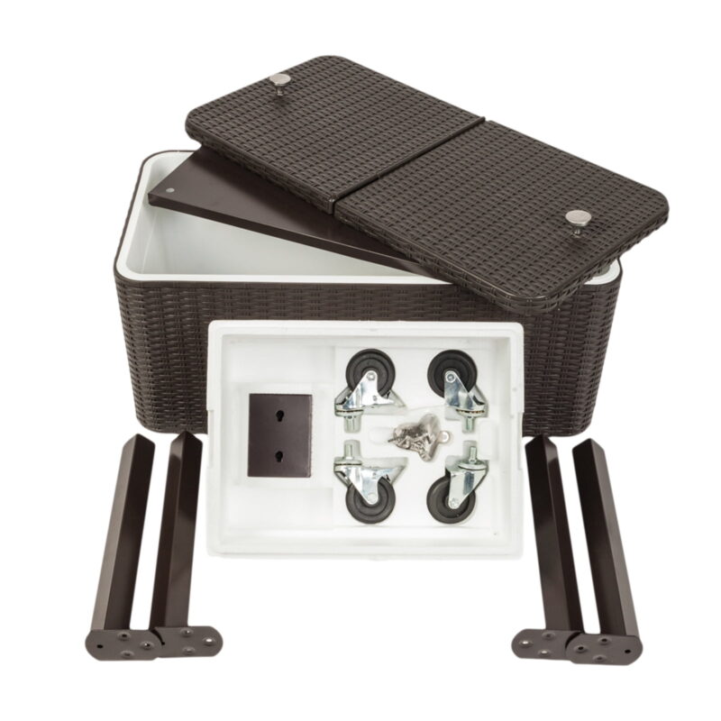 80QT Rattan Square Legs Cooler with Shelf - Image 7