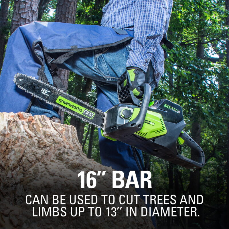 Greenworks 80V 16" Brushless Chainsaw with 2.0 Ah Battery & Charger 2004502 - Image 2