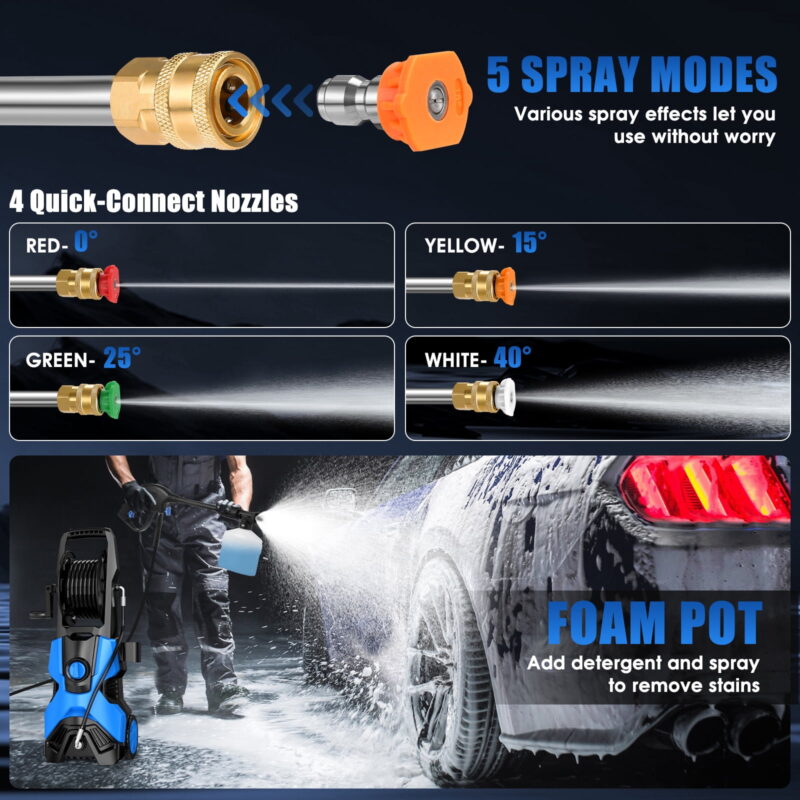 Fenbeli 5000PSI at 2.8 GPM Electric High Pressure Washer Machine 110V for Cleaning Decks - Image 4