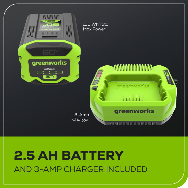 Greenworks 60V 16” Front Mount String Trimmer + 2.5Ah Battery & 3A Charger 2134302 - Image 3