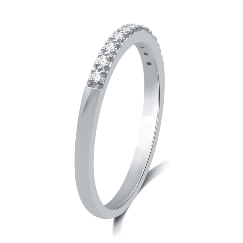 Forever Bride Women's 10K White Gold Pave Stackable Wedding Band, 1/10 CTTW Diamond (I2, H-I) - Image 2