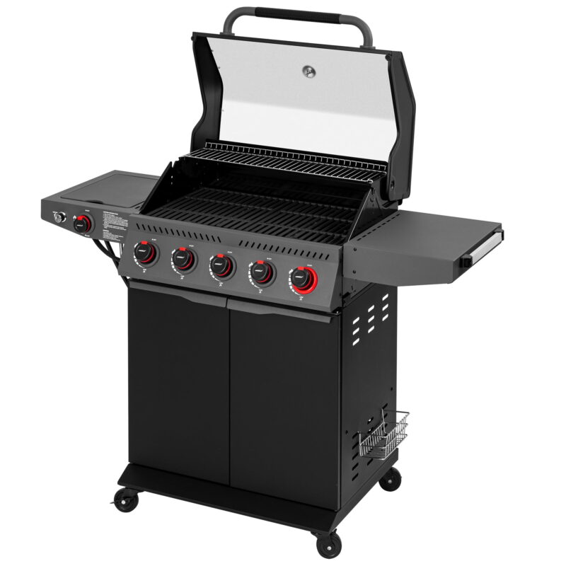 Royal Gourmet GA5407H 5-Burner BBQ Gas Grill with Sear Burner and Lidded Side Burner,Cabinet Style Grill for Outdoor Grilling and Backyard Cooking, Black - Image 2