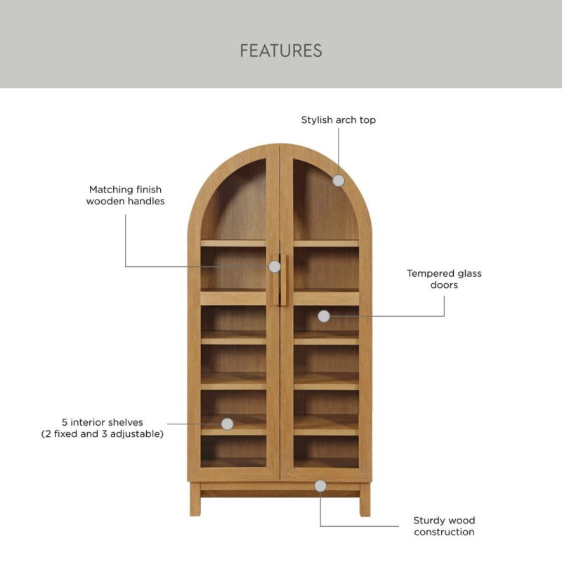 Better Homes & Gardens Juliet Arch Accent Cabinet, Light Honey Finish - Image 5