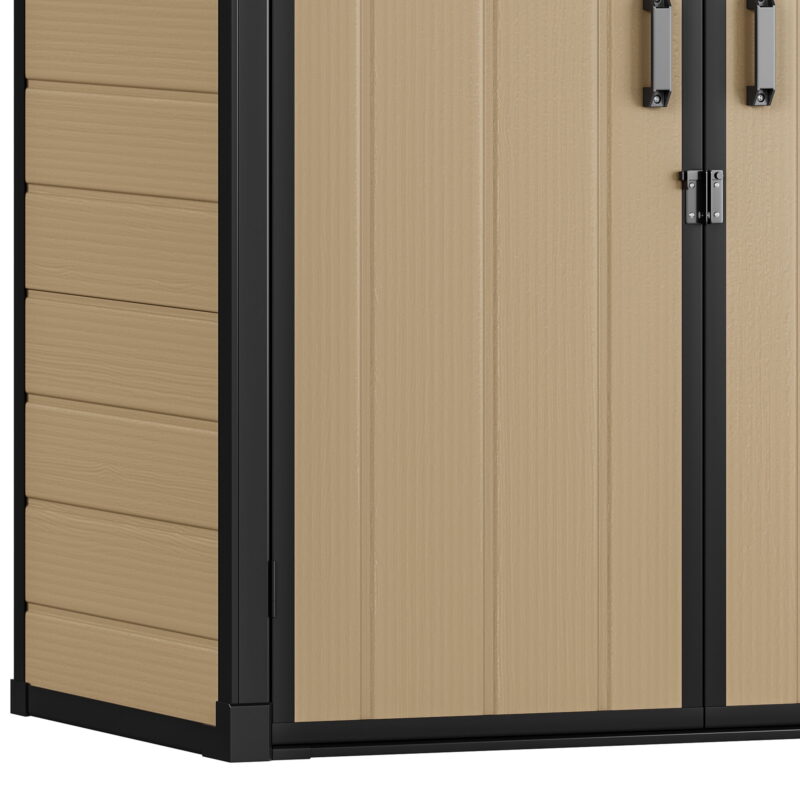 Uforic 51 Cu Ft Outdoor Vertical Storage Shed with Floor & 2 Shelves, Waterproof, Lockable (Brown) - Image 7
