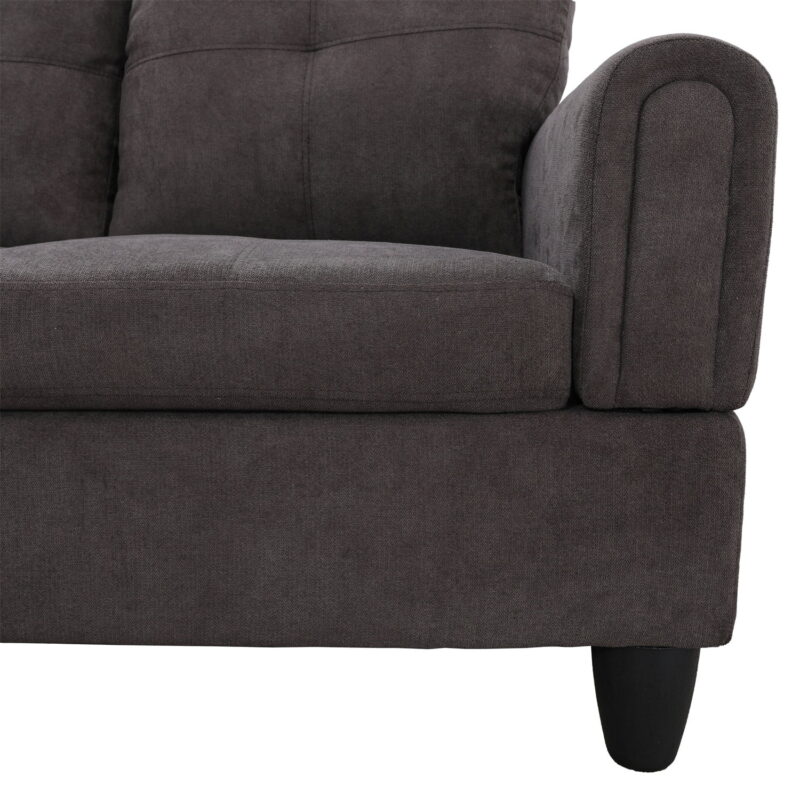 Hommoo Flannel Sectional Sofa Model Set, Modern 4-Seat Couches and Sofaes, L-Shaped Living Room Furniture Set, Dark Brown(No Ottomans) - Image 5