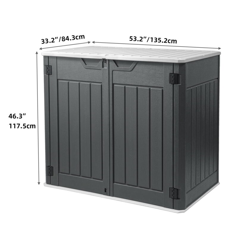 Uforic 4.5x4ft Horizontal Resin Outdoor Storage Shed, Waterproof & Lockable, Dark Gray - Image 5