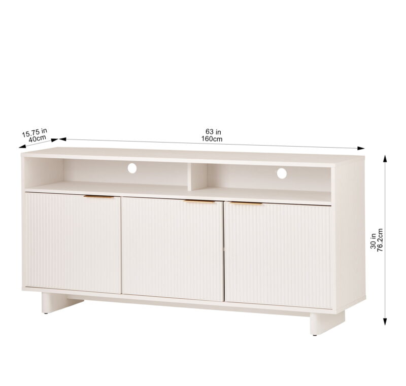 Better Homes & Gardens Lillian Fluted TV Stand for TVs up to 70", White Finish - Image 4