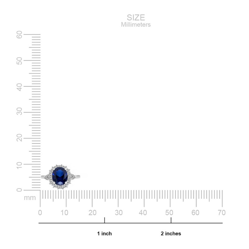 4 1/10 Carat T.G.W Created Blue & White Sapphire and Diamond-Accent Halo Sterling Silver "Indigo Gem" Engagement Ring - Image 6