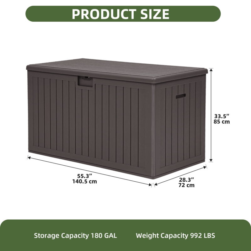 Uforic 180 Gallon Extra Large Outdoor Deck Box, Double-Wall Resin Storage Box with Flexible Divider, Lockable,‎Weatherproof,Brown - Image 2
