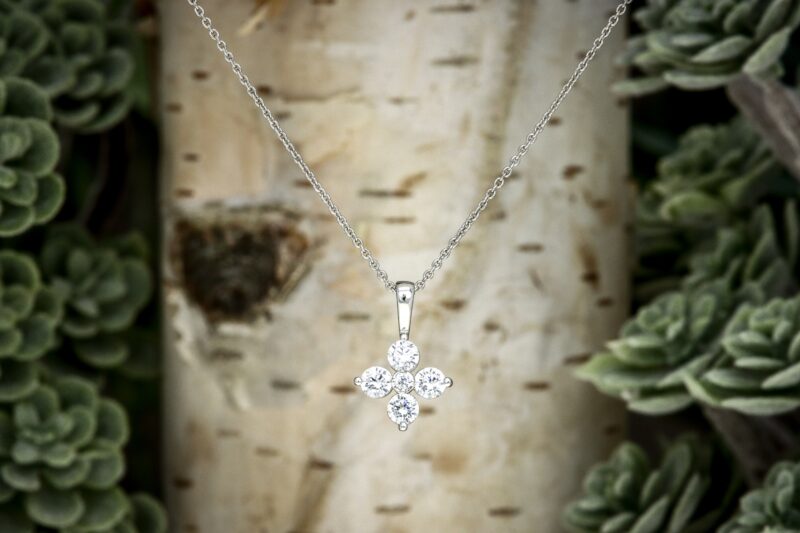FireStar Floral Diamond Necklace for woman 10K White Gold 1/2 Ct Colorless Lab Grown Diamonds - Image 3