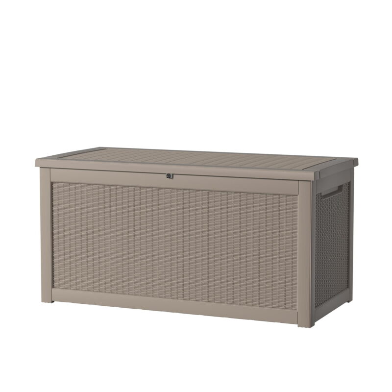 MAYEERTY 260 Gallon Outdoor Deck Box, Large Capacity Storage Box for Patio Furniture Cushions, Pillow with Wheels, Light Brown - Image 3