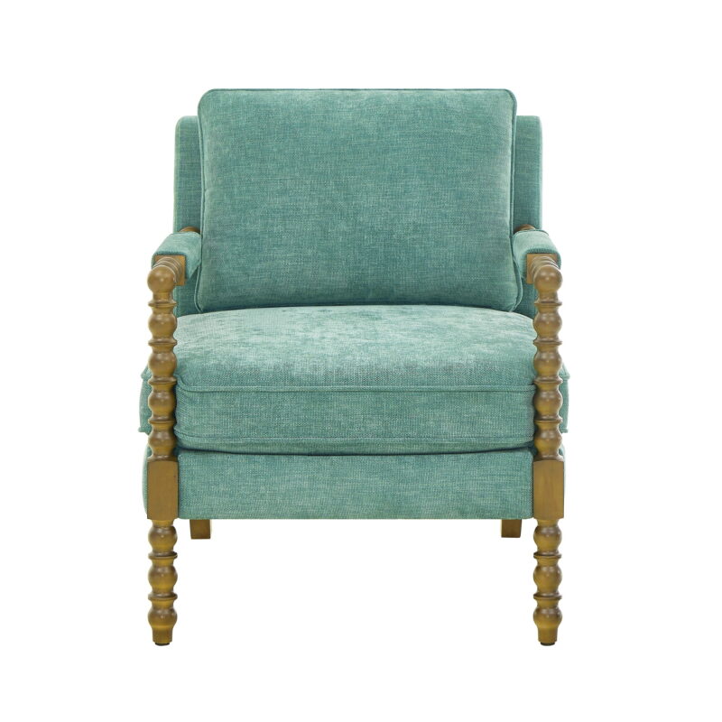 Pioneer Woman Harper Spindle Accent Chair, Jade Fabric Upholstery - Image 2