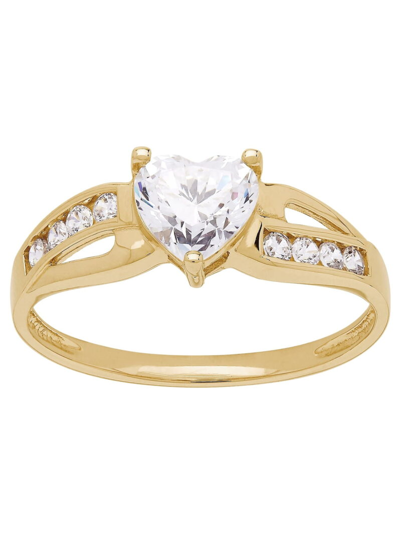 Brilliance Fine Jewelry Cubic Zirconia Heart Shape Engagement Ring in 10kt Yellow Gold - Image 3