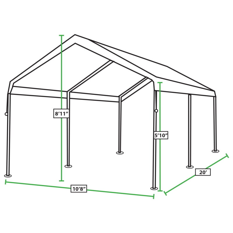 King Canopy Value King 10' x 20' Carport, 6-Leg, 1 1/4-inch Steel Frame, White - Image 7