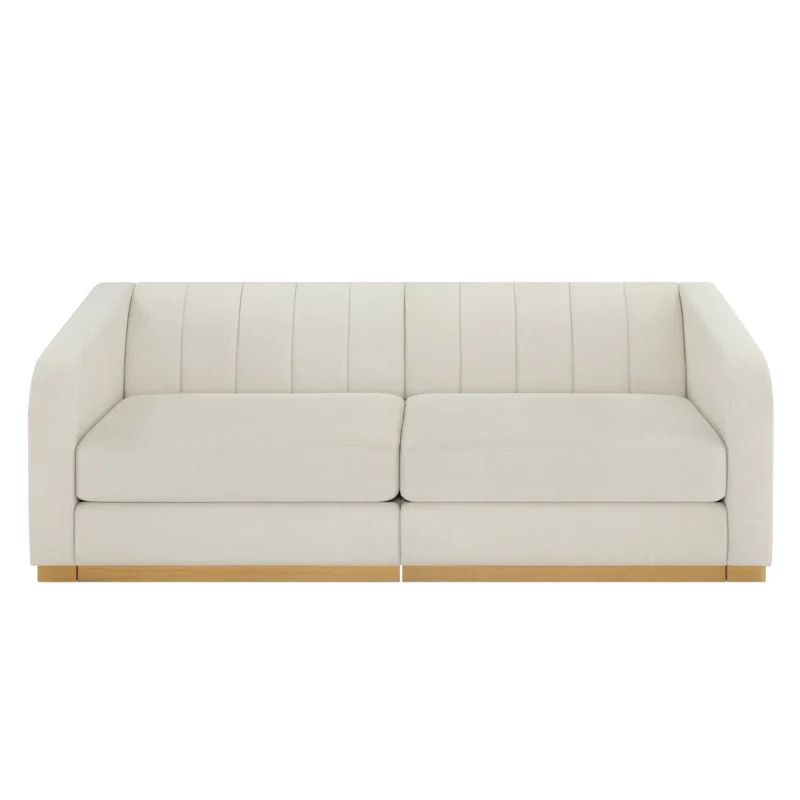 Better Homes & Gardens Lillian Channel Tufted Sofa 83.5" Cream Linen - Image 7