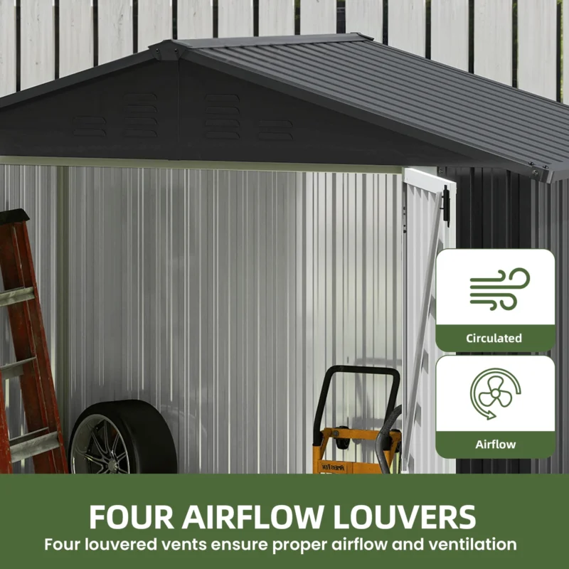 Uforic 6x4ft Outdoor Storage Shed, Lockable and Weatherproof with Vents for Backyard, Dark Gray - Image 3