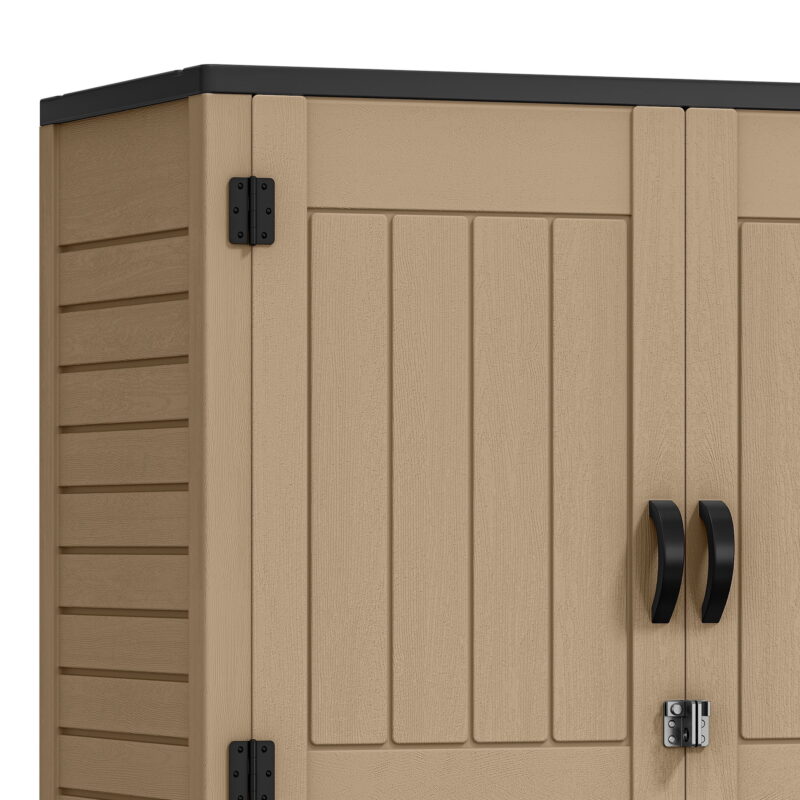 Uforic Outdoor Storage Shed, 59 Cu Ft Tool Shed Ideal for Garden, Garage & Patio, Lockable Door, Brown - Image 7