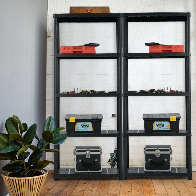 Gymax 2 PCS 5 Tier Ventilated Shelving Storage Rack Free Standing Multi-Use Shelf Unit - Image 2
