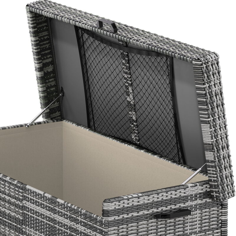Uforic 200 Gal Large Outdoor Storage Box with Wheels, All-Weather Rattan Cabinet for Patio/Pool, Gray - Image 3