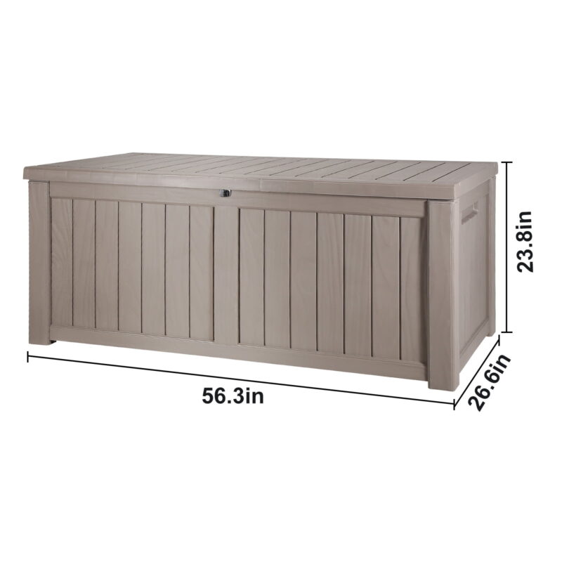 SKYSHALO 120 Gallon Outdoor Waterproof Polypropylene Deck Box with Padlock - Image 7