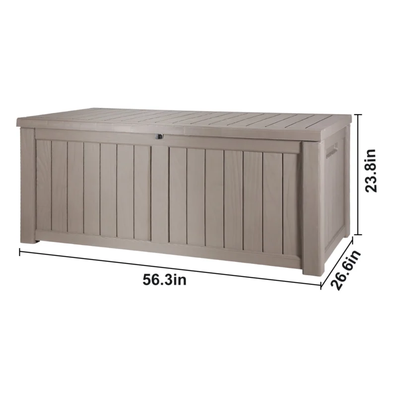 SKYSHALO 120 Gallon Outdoor Waterproof Polypropylene Deck Box with Padlock - Image 7