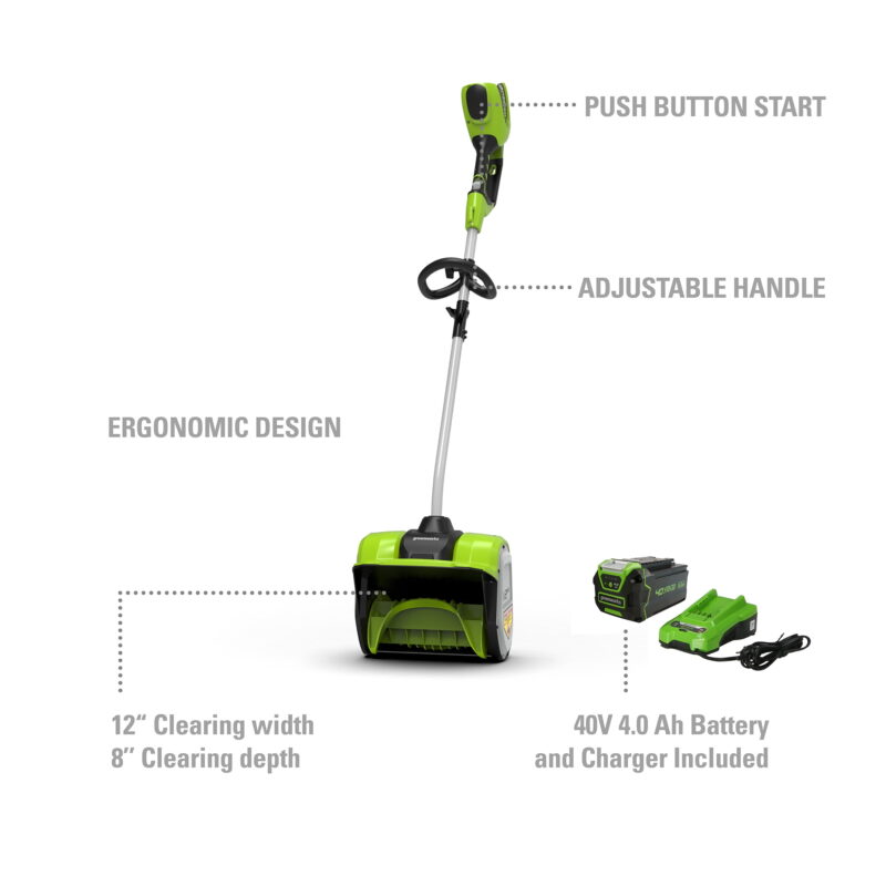 Greenworks 40V 12" Single-Stage Battery Powered Push Snow Blower 2600702 - Image 2