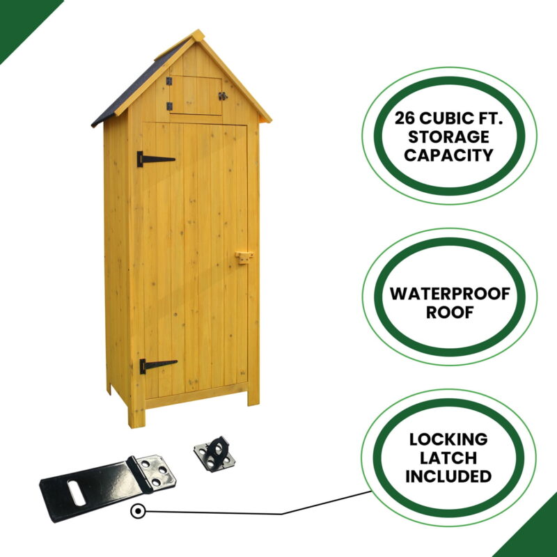 Hanover Study & Durable Wood Storage Sheds, 70.40 x 30.30 x 21.30 inches, Yellow - Image 3