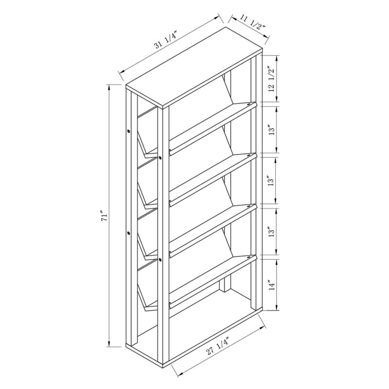 Furniture of America Rubus 4-Shelf Etagere Bookcase, Walnut - Image 2