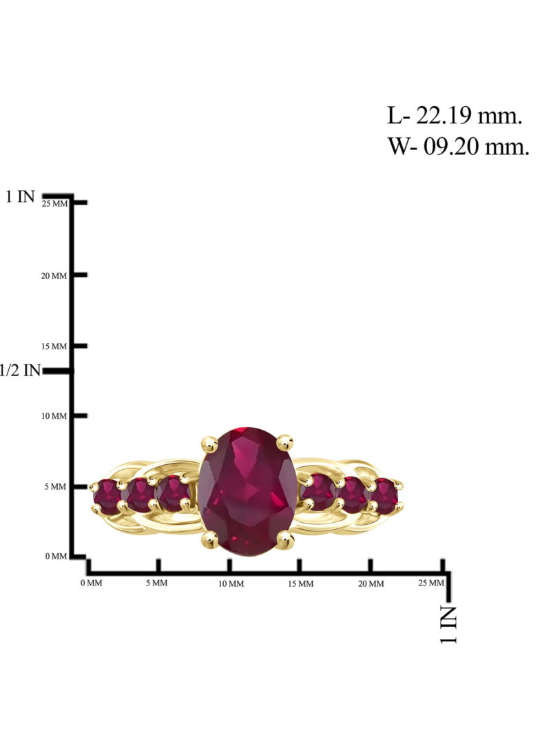 JewelersClub Ruby Ring Birthstone Jewelry – 3.00 Carat Ruby 14K Gold Plated Silver Ring Jewelry – Gemstone Rings with Hypoallergenic 14K Gold Plated Silver Band - Image 3