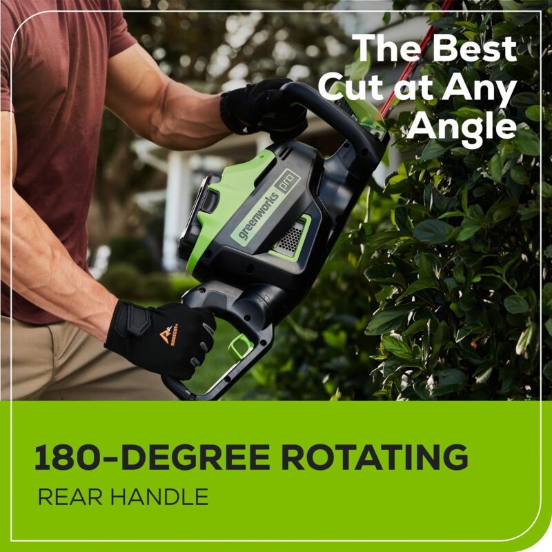 Greenworks 60V 26" Cordless Battery Hedge Trimmer with 2.0Ah Battery & Charger 2212002 - Image 6