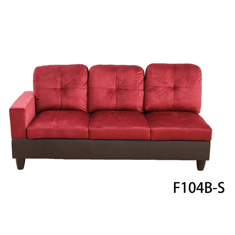 Hommoo Flannel and PVC Living Room Furniture Sets, L Shaped Couches and Sofas, Modern Sectional Sofa for Home & Office, Red(No Ottomans) - Image 4