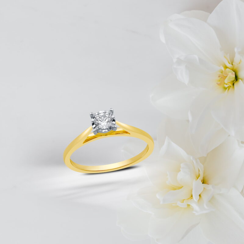 Forever Bride 1/10 CTTW Round Diamond Solitaire Engagement Ring 10K Yellow Gold for Women - Image 4