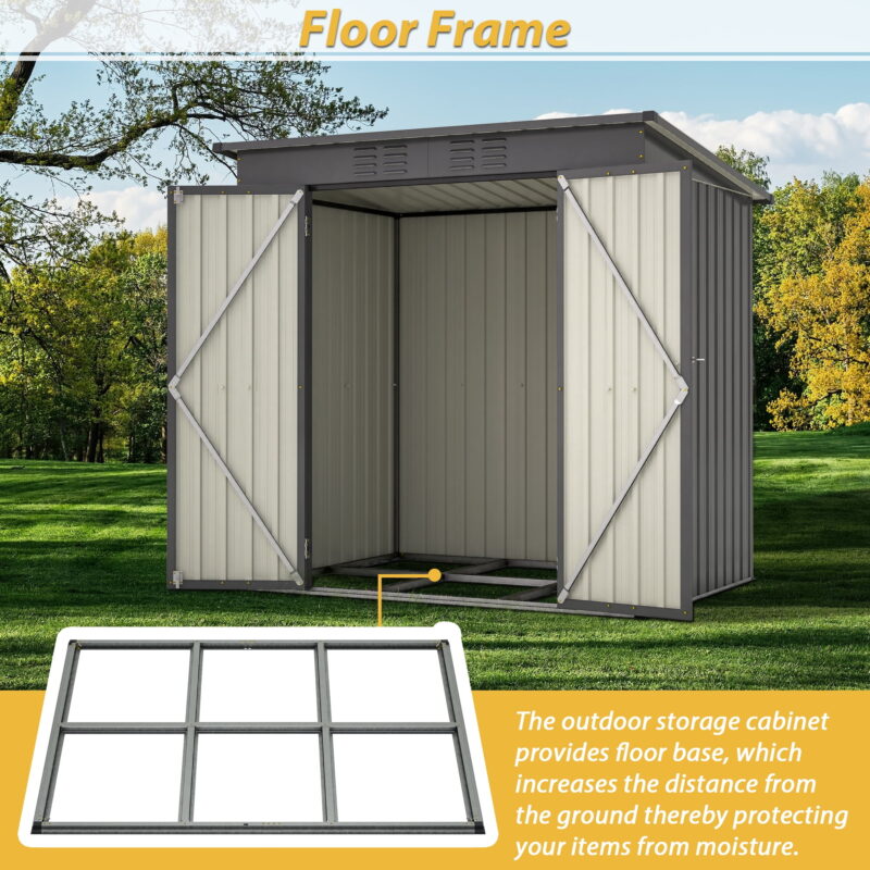 Aukfa Outdoor Storage Shed,6 x 4 ft Metal Sheds w/ Lockable Doors for Garden, Backyard,Black - Image 7