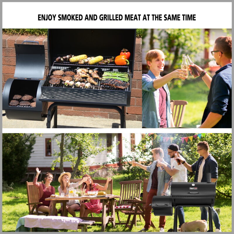 Royal Gourmet CC1830FC 30" Charcoal Grill with Offset Smoker, With Cover - Image 5