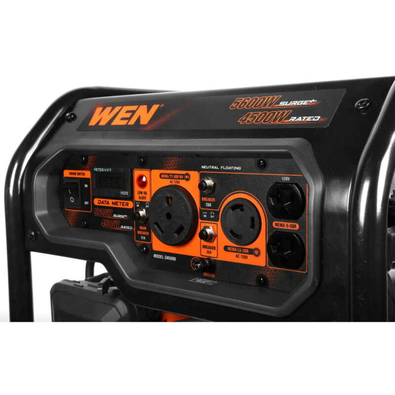 WEN 5,600-Watt Portable Generator with Wheel Kit, 224cc, Transfer-Switch, and RV-Ready (GN5600) - Image 3