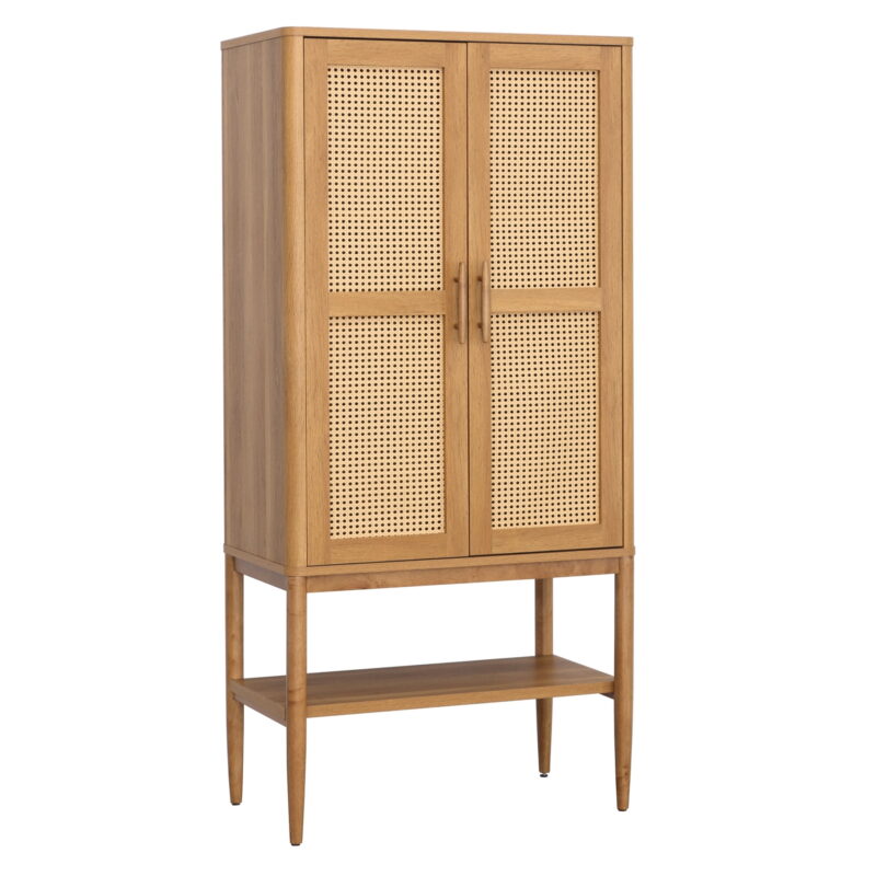 Better Homes & Gardens Springwood Caning Storage Accent Cabinet, Light Honey Finish - Image 6